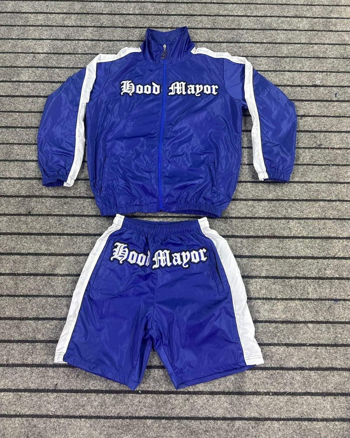 Pakistan Manufacturers Men's Custom Two Piece Sets Nylon Windbreaker Shorts Set Tracksuits for Men with Front Logo Zip Closure