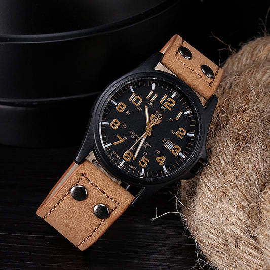 Factory Custom Logo New Men's Casual Quartz Watches Fashion Leather Strap Sports Style Calendar 40mm Dial Men Watches