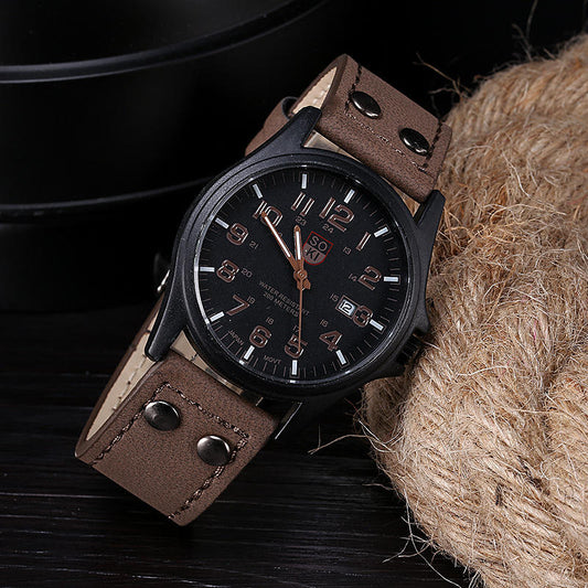 Factory Custom Logo New Men's Casual Quartz Watches Fashion Leather Strap Sports Style Calendar 40mm Dial Men Watches