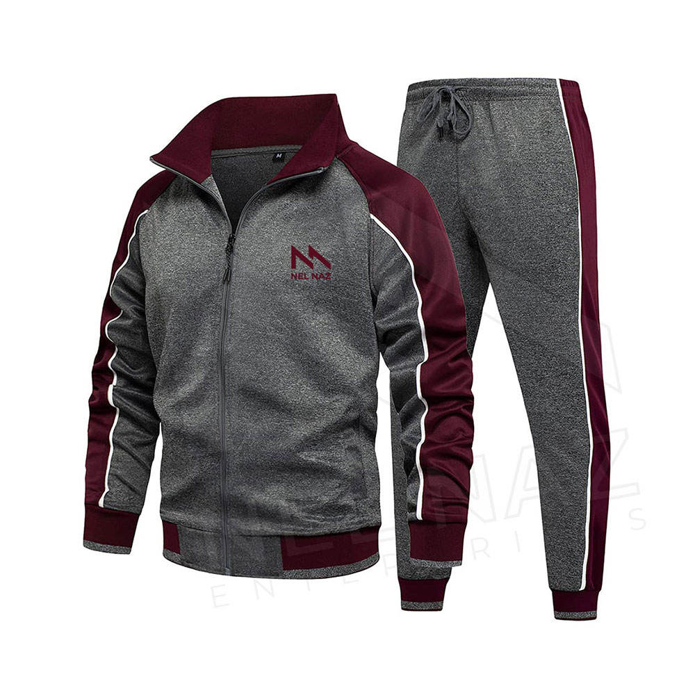High Quality Pakistan Manufacturer Maroon and Gary Tracksuits Custom Logo Latest Style Top List Men's Tracksuits