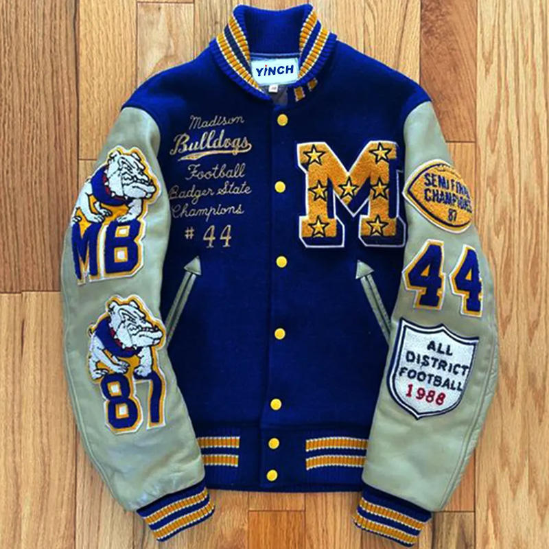 High Quality Varsity Jacket Winter Custom Logo Embroidery Design Men's Varsity Baseball Jacket Closure OEM Bomber Jacket