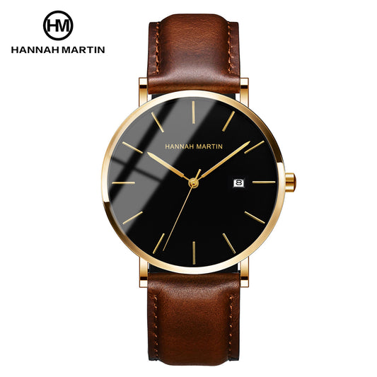Hannah Martin Watch Factory Original Brand Minimalist Fashion Watch Men Hot Sale Custom Logo Leather Straps Date Quartz Watches