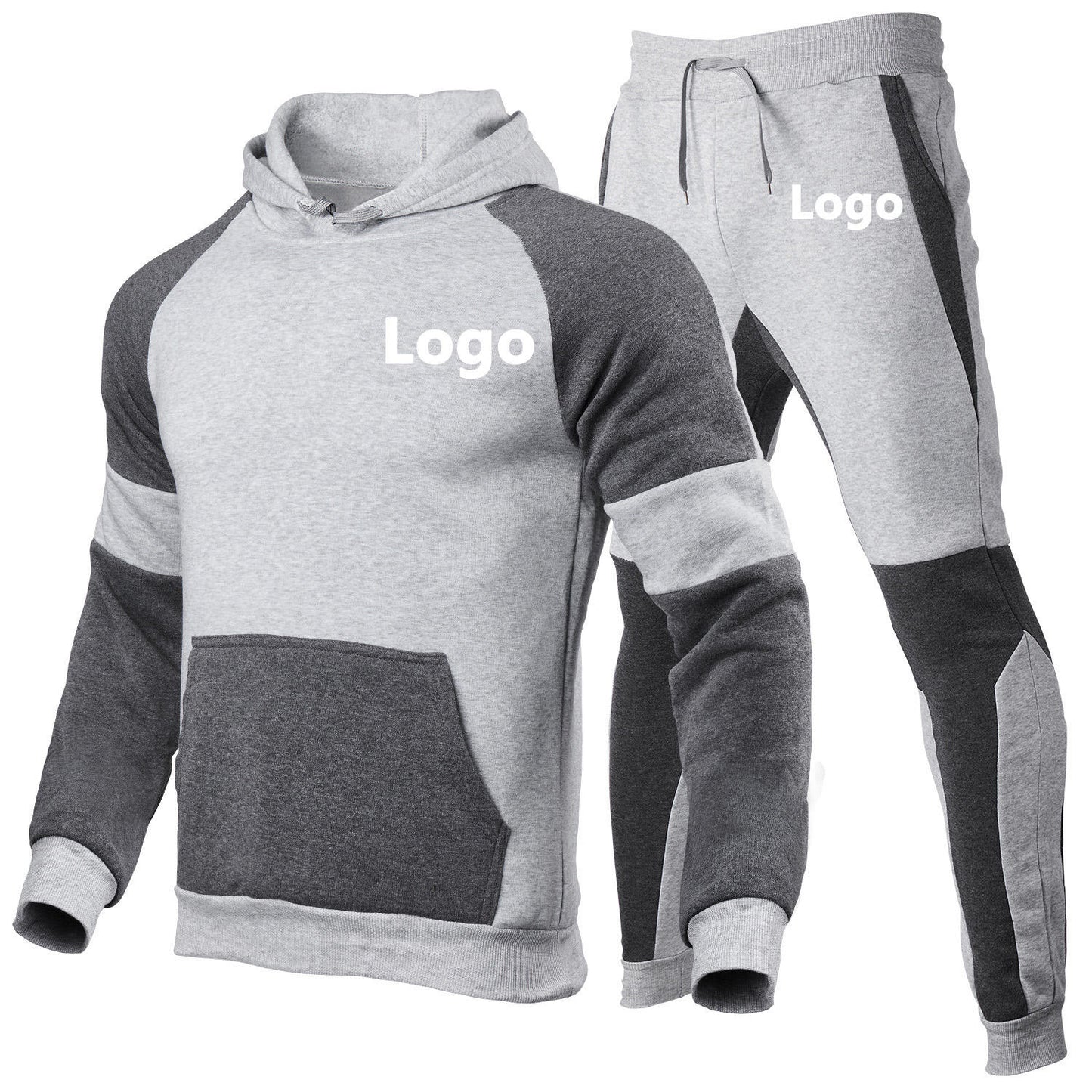 High-quality Custom-made Sportswear with Embroidered Logo, Sporty and Casual Two-piece Set, Men's Hooded Shirt Se