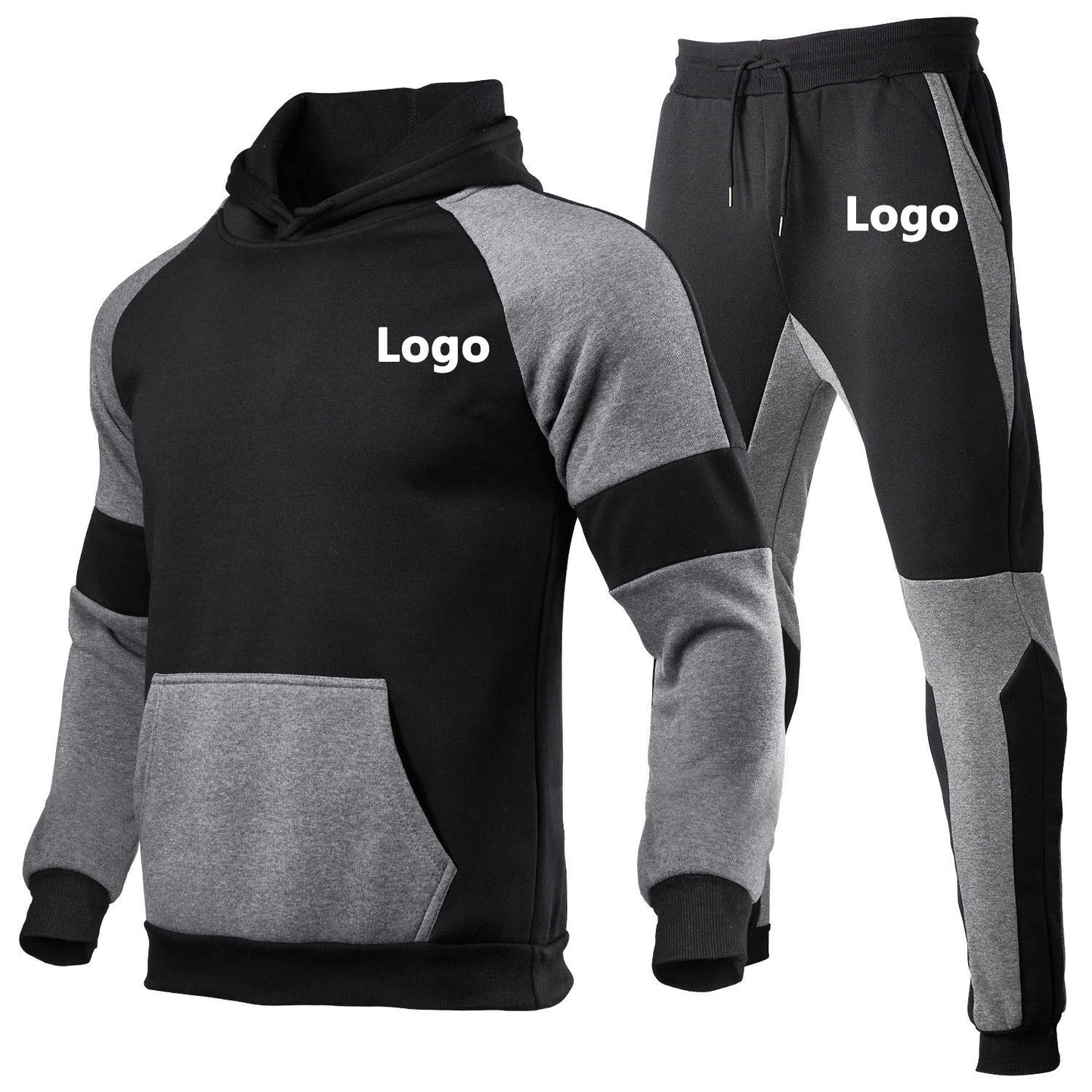 High-quality Custom-made Sportswear with Embroidered Logo, Sporty and Casual Two-piece Set, Men's Hooded Shirt Se