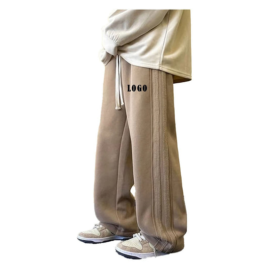 Customized Plus Size Winter Hip Hop 100% Cotton Breathable Casual Loose Fit Oversized Men's Fleece Trousers